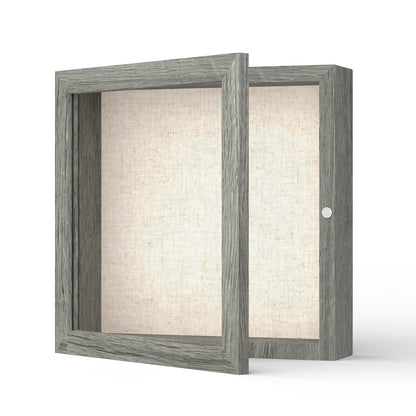 8" x 8" Gray Woodgrain MDF Wood Linen Backboard Shadow Box Frame