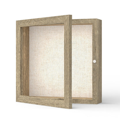 8" x 8" Natural Woodgrain MDF Wood Linen Backboard Shadow Box Frame