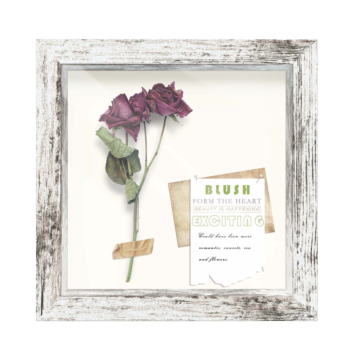 8" x 8" White Driftwood Finish MDF Wood Shadow Box Frame