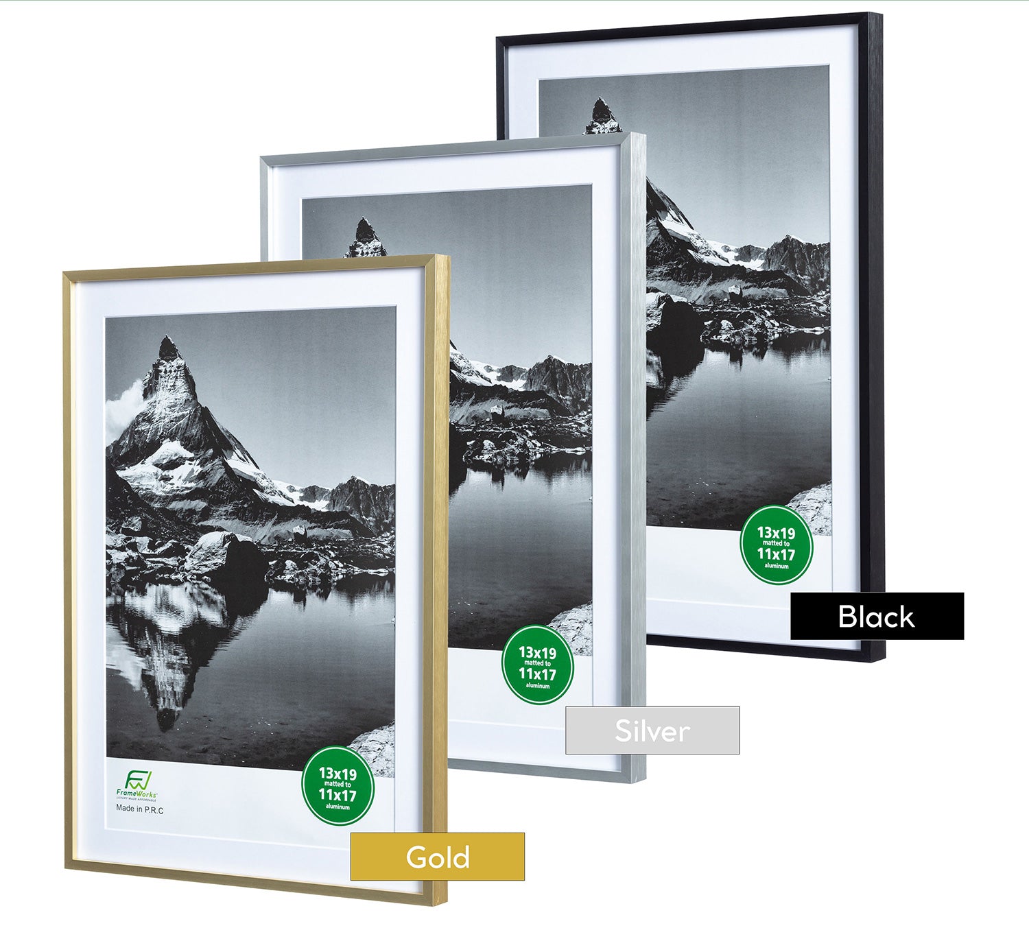 11 x 14 Deluxe Brass Gold Aluminum Contemporary Picture Frame, 8 x –  FrameWorks