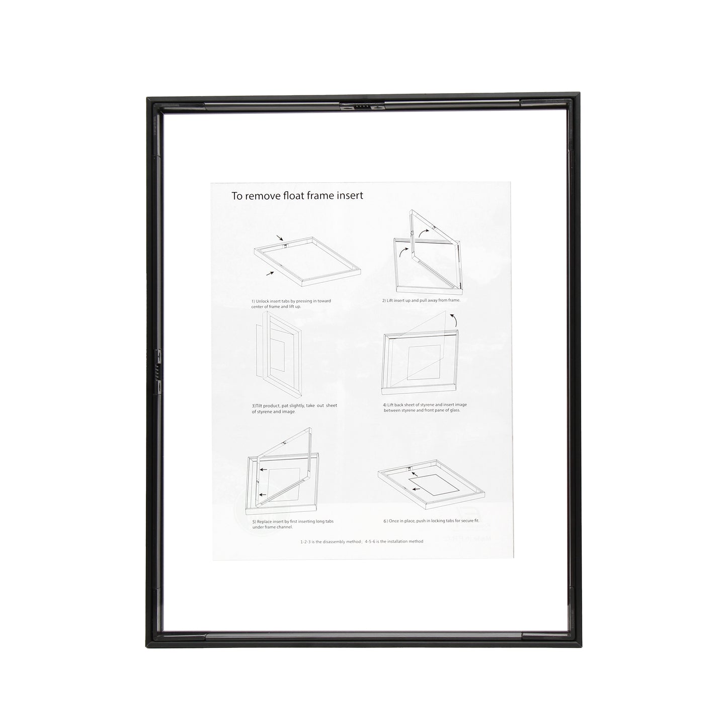 11" x 14" Deluxe Black Aluminum Contemporary Floating Picture Frame with Tempered Glass