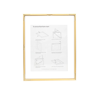 11" x 14" Deluxe Brass Gold Aluminum Contemporary Floating Picture Frame with Tempered Glass