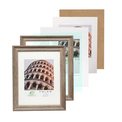 11" x 14" Rustic Wood 2-Pack Picture Frames with Molded Edges, 8" x 10" Matted