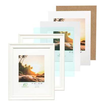 11" x 14" White Wood 2-Pack Picture Frames with Molded Edges, 8" x 10" Matted