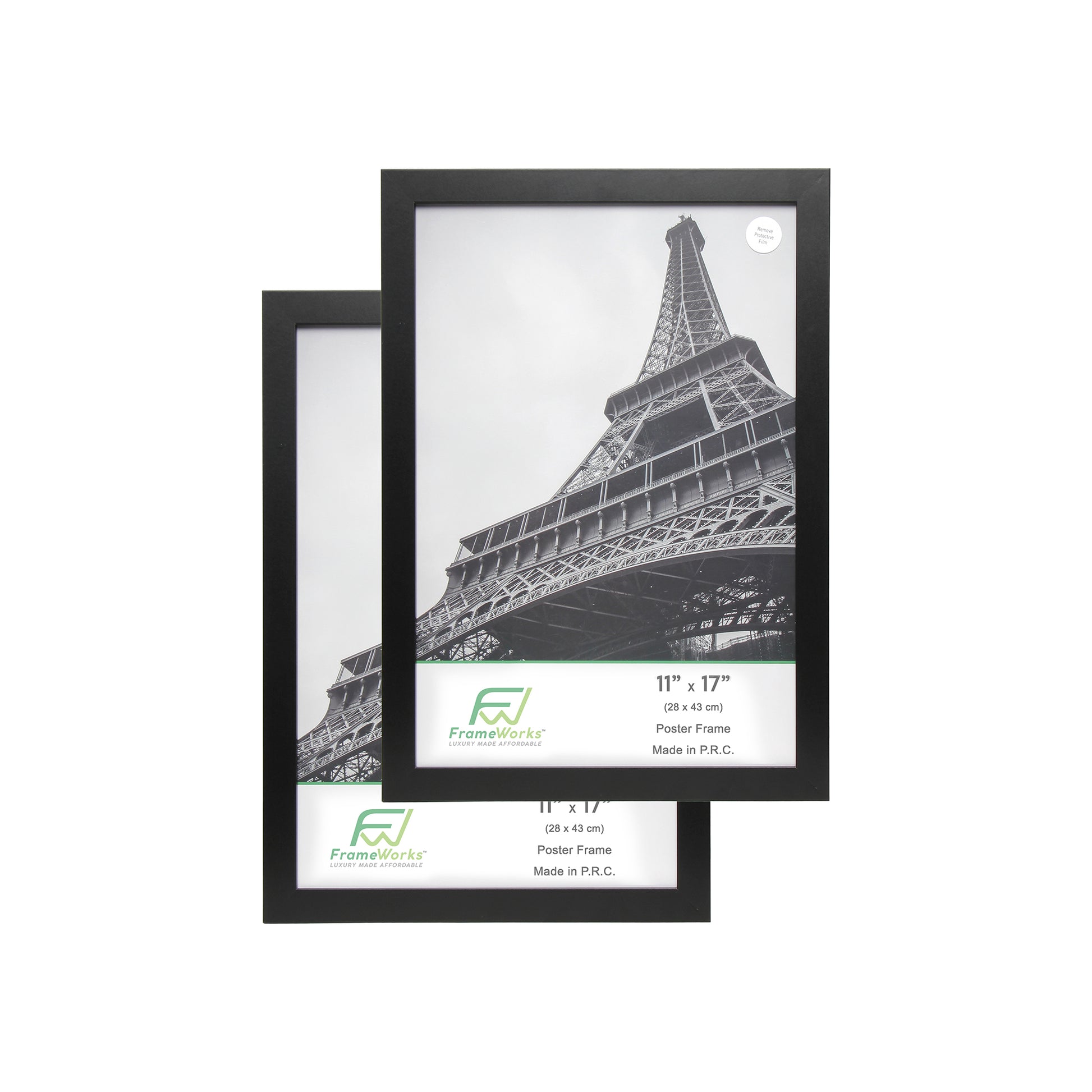 11" x 17" Black Wood 2-Pack Back-Loading Poster Frames