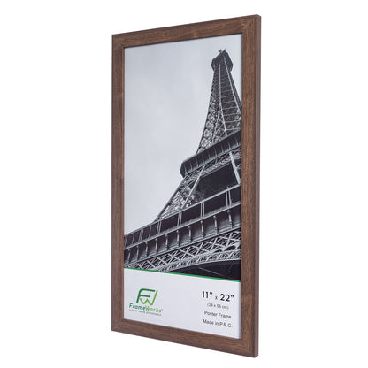 11" x 22" Dark Oak Wood 2-Pack Back-Loading Newspaper Poster Frames