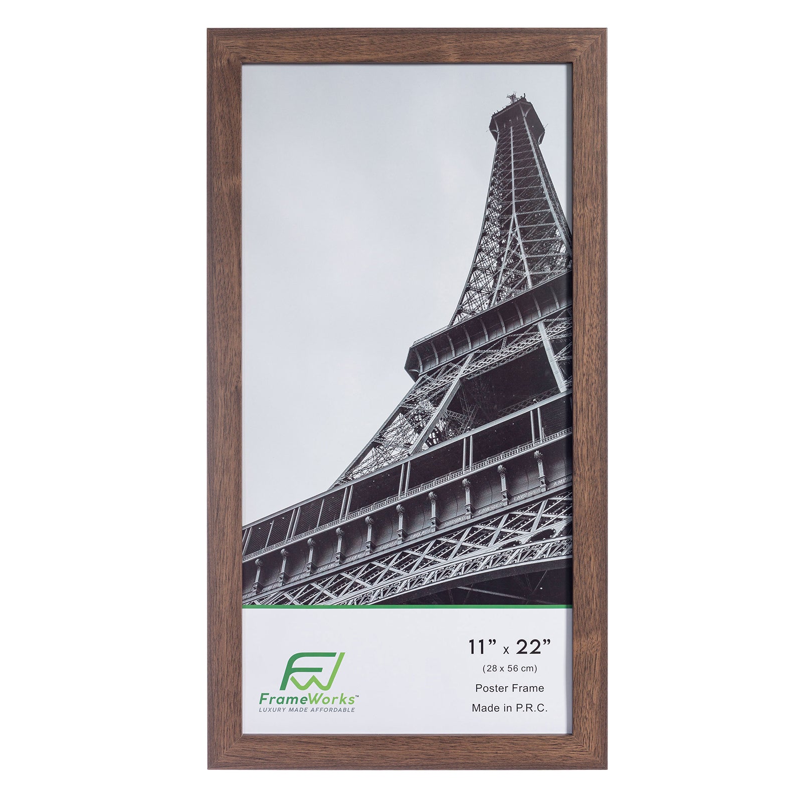 11" x 22" Dark Oak Wood 2-Pack Back-Loading Newspaper Poster Frames