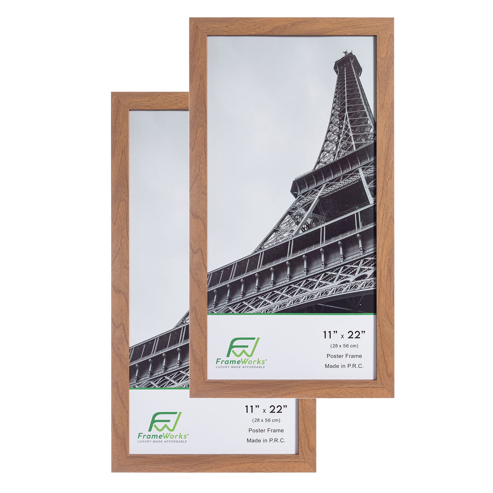 11" x 22" Light Oak Wood 2-Pack Back-Loading Newspaper Poster Frames