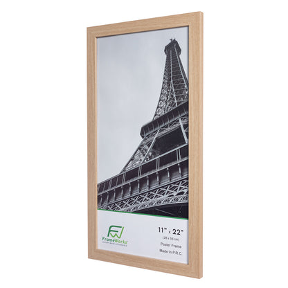 11" x 22" Natural Oak Wood 2-Pack Back-Loading Newspaper Poster Frames