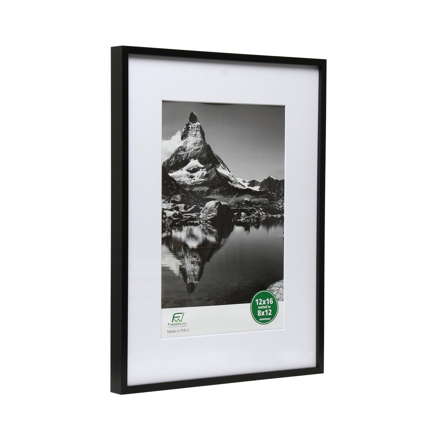 12" x 16" Deluxe Black Aluminum Contemporary Picture Frame, 8" x 12" Matted