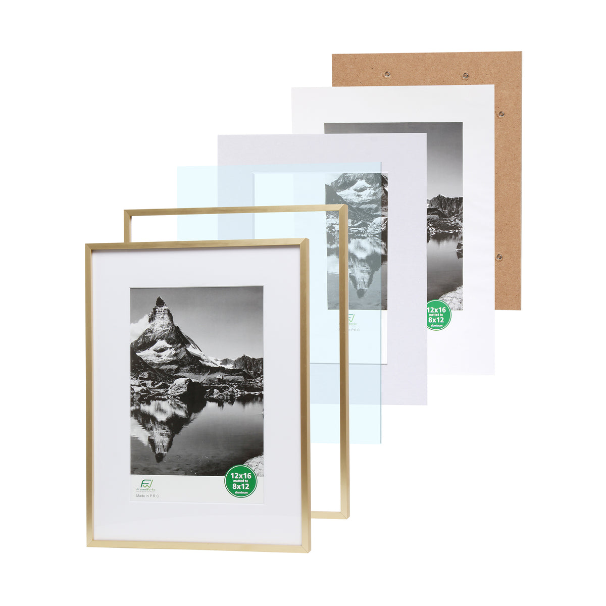 Aluminum Picture Frames With Real Glass & Mat – Sizes 8x10, 11x14, 12x12, 12x16, 16x20