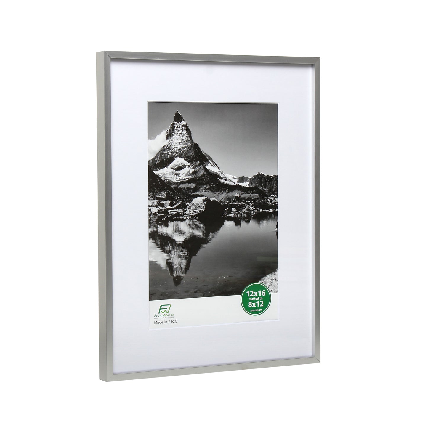 12" x 16" Deluxe Silver Aluminum Contemporary Picture Frame, 8" x 12" Matted