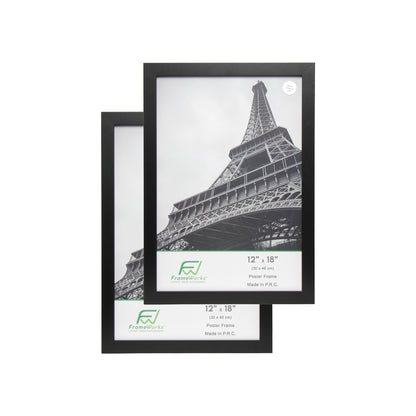 12" x 18" Black Wood 2-Pack Back-Loading Poster Frames