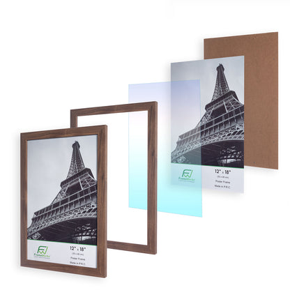 12" x 18" Dark Oak Wood 2-Pack Back-Loading Poster Frames