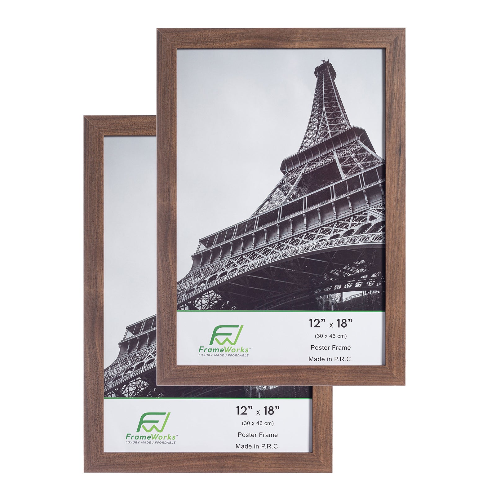 12" x 18" Dark Oak Wood 2-Pack Back-Loading Poster Frames