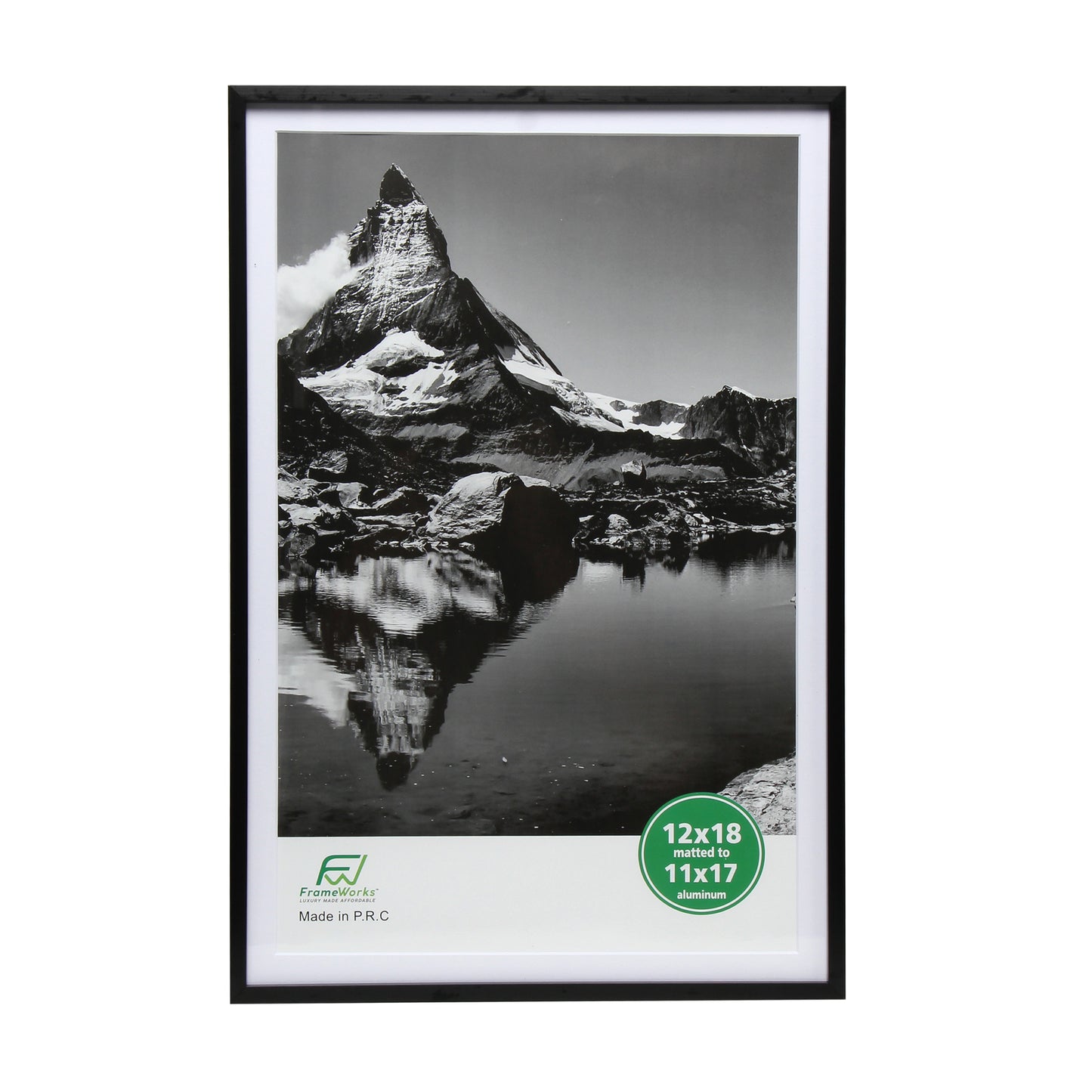 12" x 18" Deluxe Black Aluminum Contemporary Picture Frame, 11" x 17" Matted