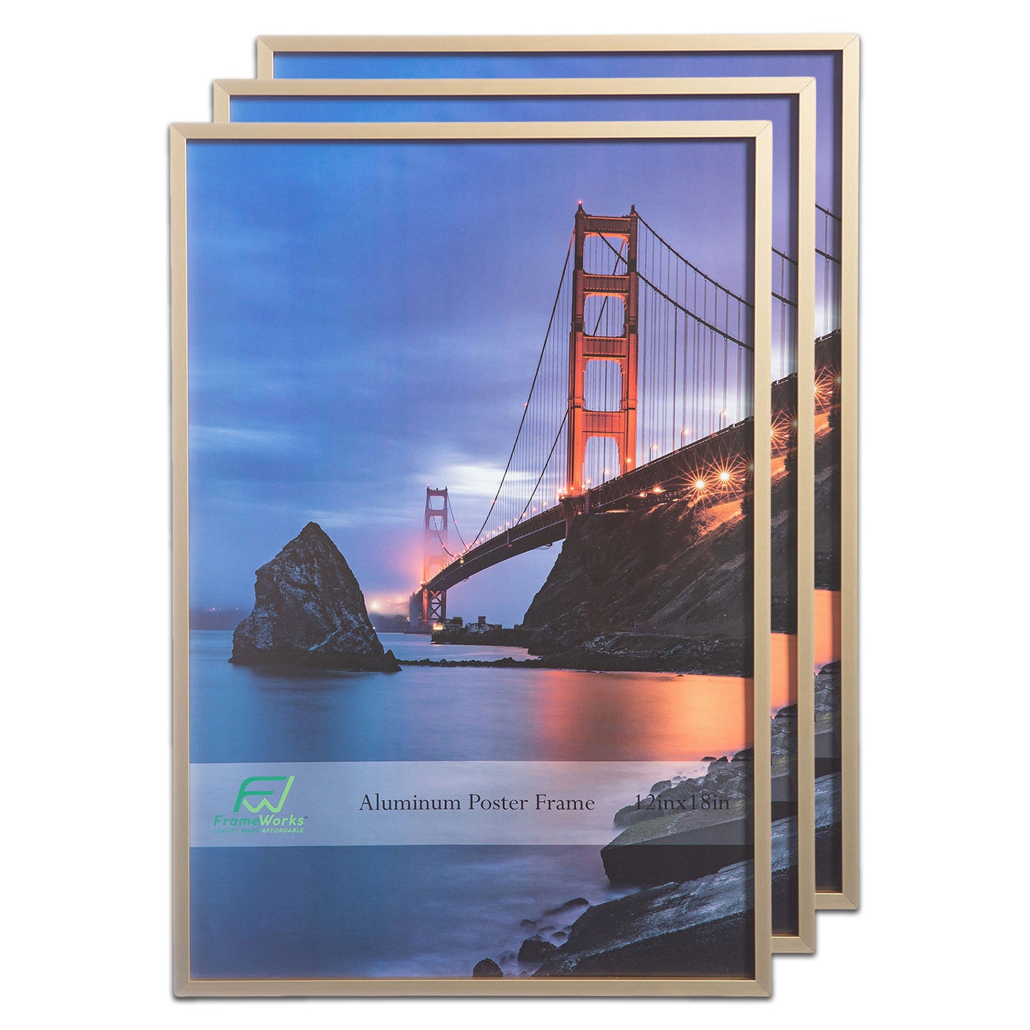 12" x 18" Gold Brushed Aluminum Poster Picture Frame with Plexiglass