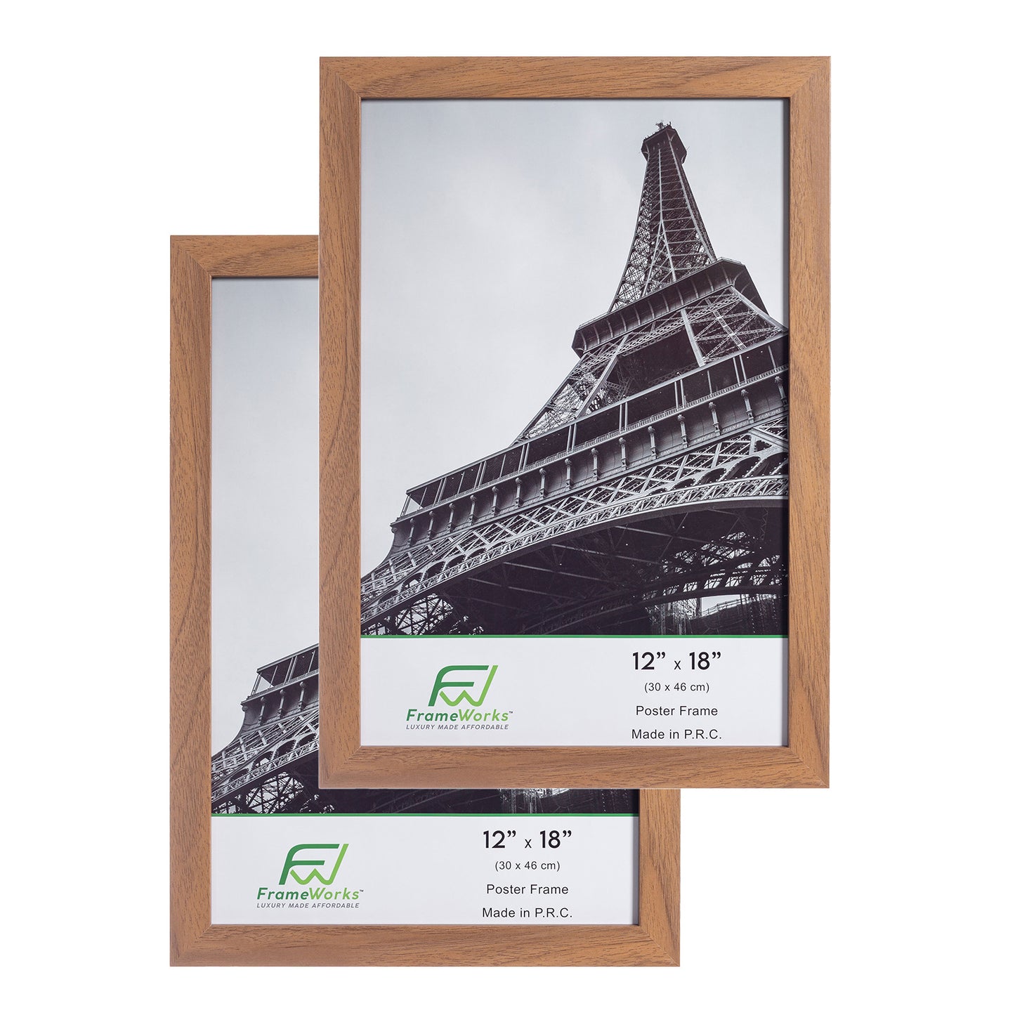 12" x 18" Light Oak Wood 2-Pack Back-Loading Poster Frames