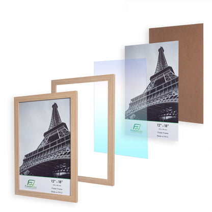 12" x 18" Natural Oak Wood 2-Pack Back-Loading Poster Frames