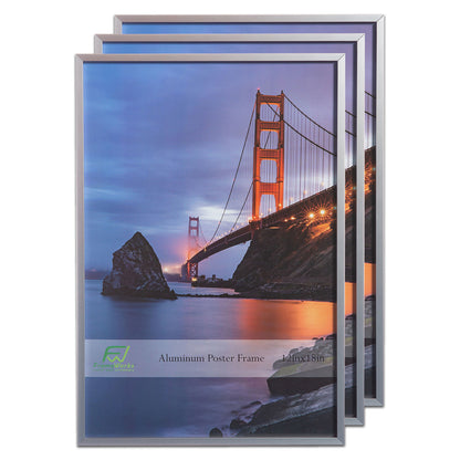 12" x 18" Silver Brushed Aluminum Poster Picture Frame with Plexiglass