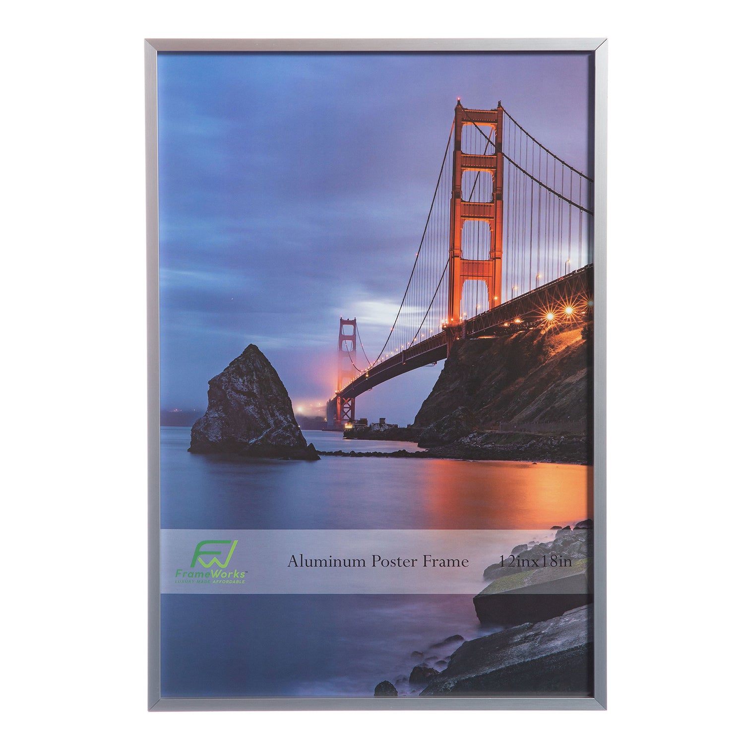 12" x 18" Silver Brushed Aluminum Poster Picture Frame with Plexiglass