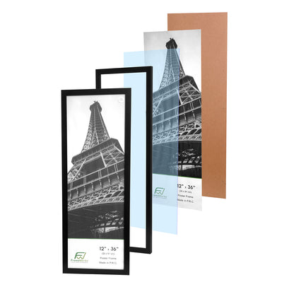 12" x 36" Black MDF Wood Multi-Pack Back-Loading Poster Frames