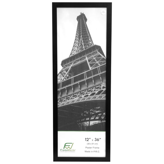 12" x 36" Black MDF Wood Multi-Pack Back-Loading Poster Frames