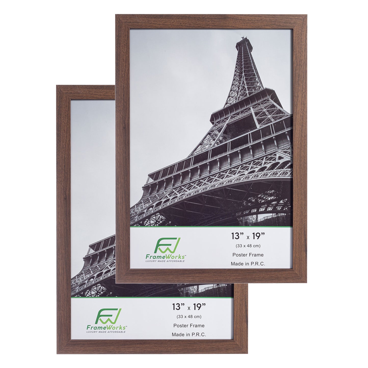 13" x 19" Dark Oak Wood 2-Pack Back-Loading Poster Frames