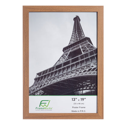 13" x 19" Light Oak Wood 2-Pack Back-Loading Poster Frames