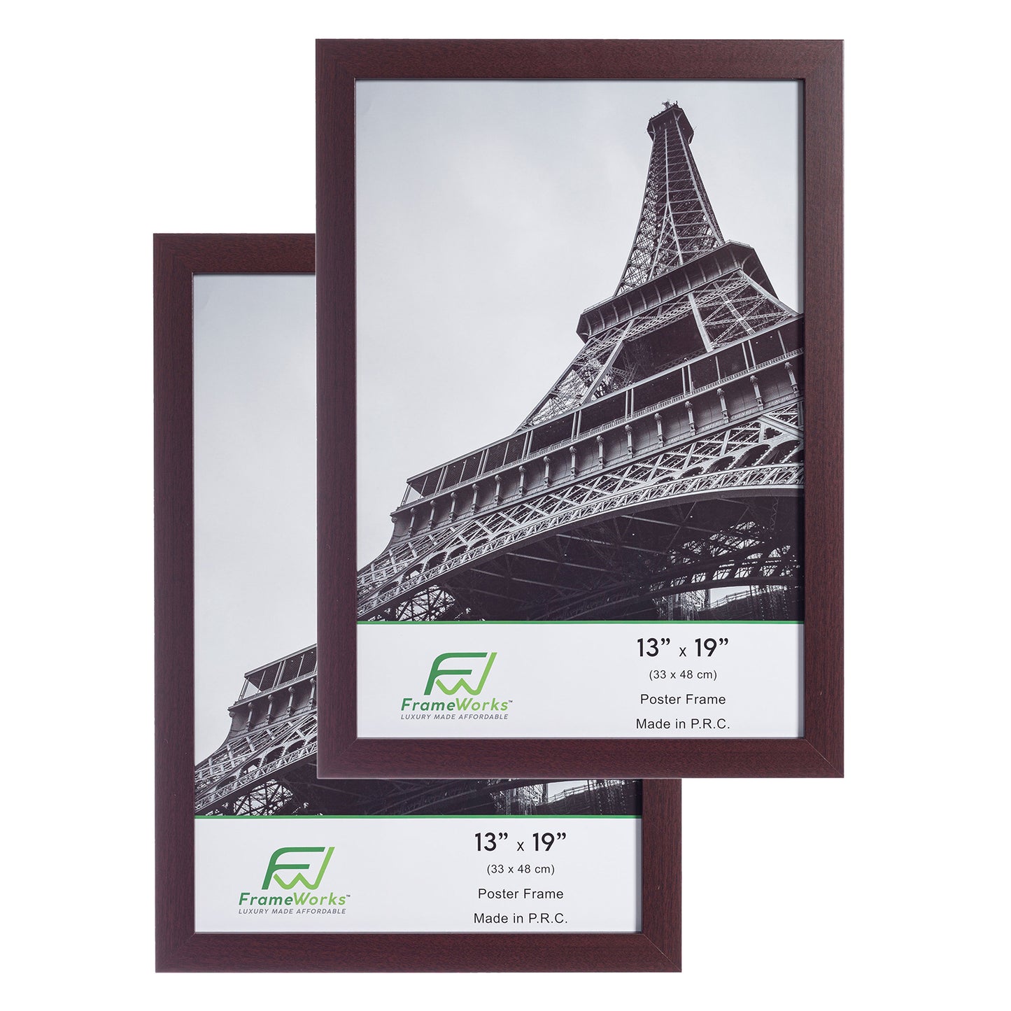 13" x 19" Mahogany Wood 2-Pack Back-Loading Poster Frames