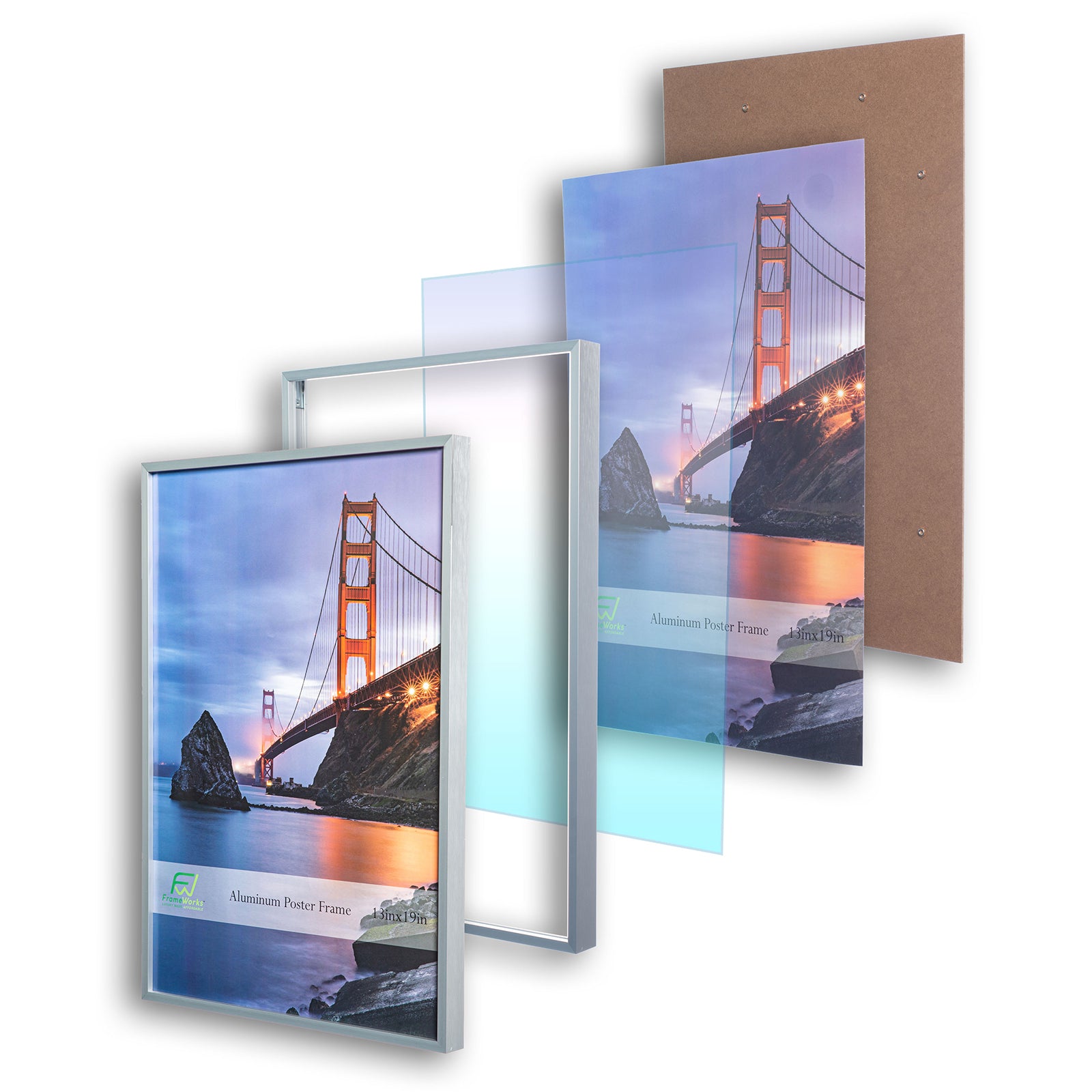 8 x 8 Deluxe Silver Aluminum Contemporary Picture Frame, 4 x 4