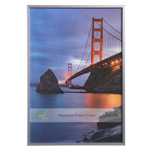 13" x 19" Silver Brushed Aluminum Poster Picture Frame with Plexiglass