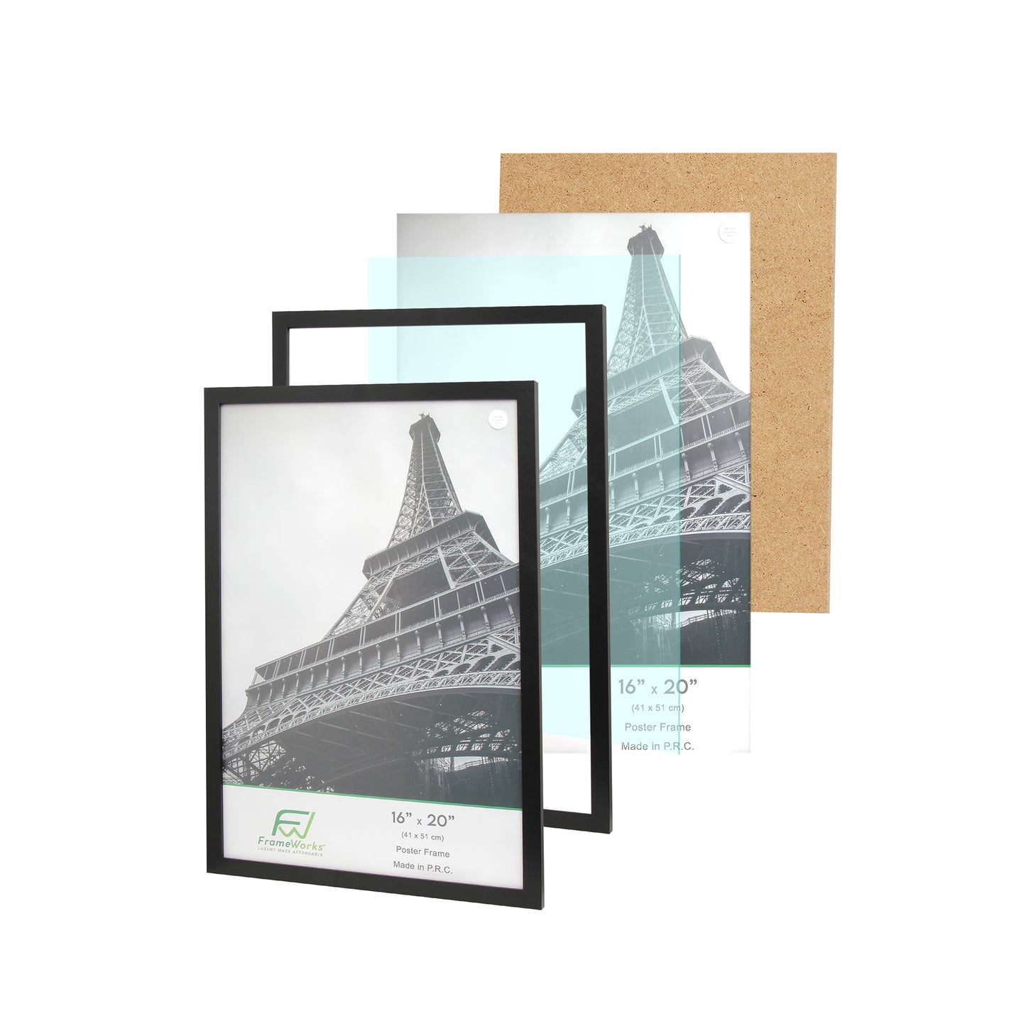 16" x 20" Black Wood 2-Pack Back-Loading Poster Frames