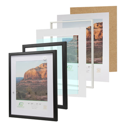 16" x 20" Black MDF Wood Multi-Pack Gunnabo Picture Frames, 12" x 16" Matted