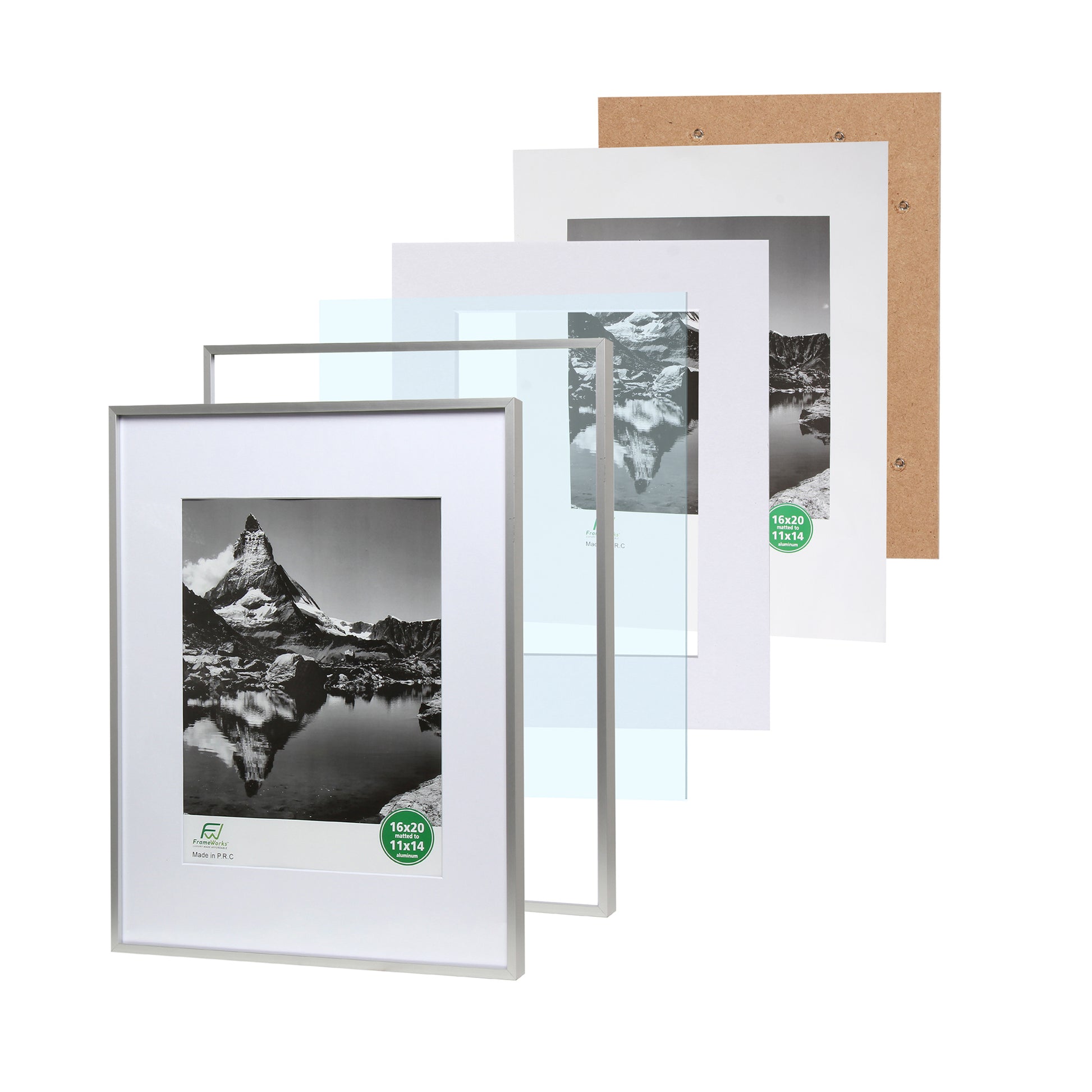 16 x 20 Deluxe Silver Aluminum Contemporary Picture Frame, 11 x 14 –  FrameWorks