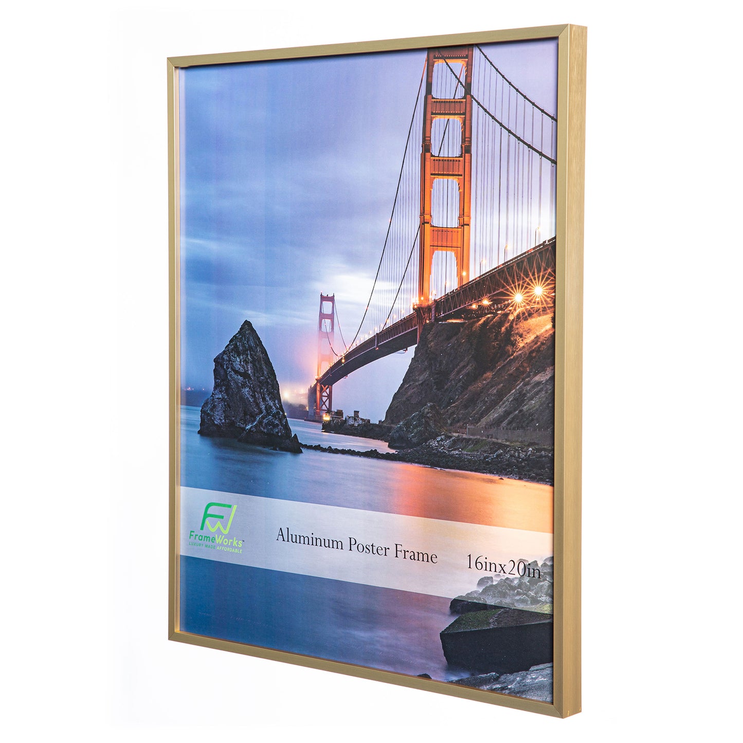 16" x 20" Gold Brushed Aluminum Poster Picture Frame with Plexiglass