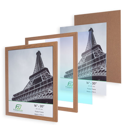 16" x 20" Light Oak Wood 2-Pack Back-Loading Poster Frames