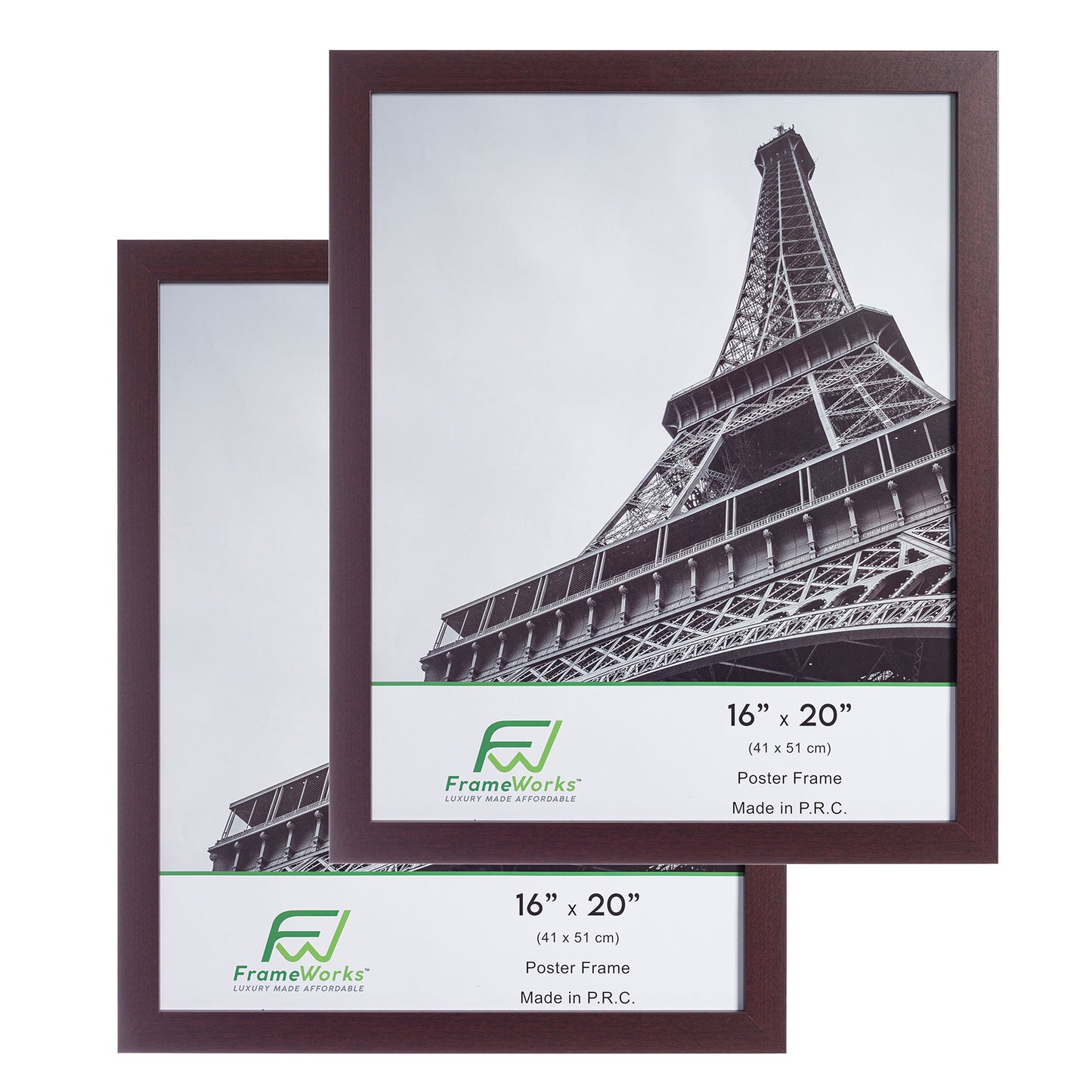 16" x 20" Mahogany Wood 2-Pack Back-Loading Poster Frames