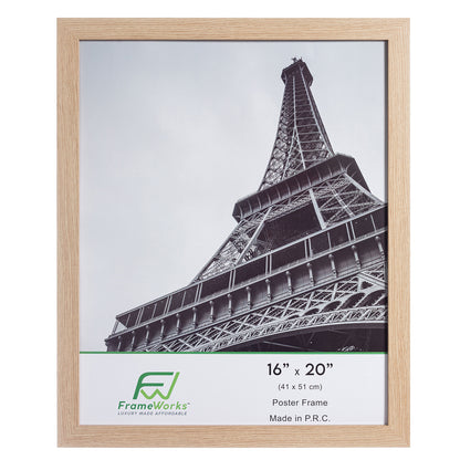 16" x 20" Natural Oak Wood 2-Pack Back-Loading Poster Frames