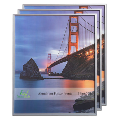 16" x 20" Silver Brushed Aluminum Poster Picture Frame with Plexiglass