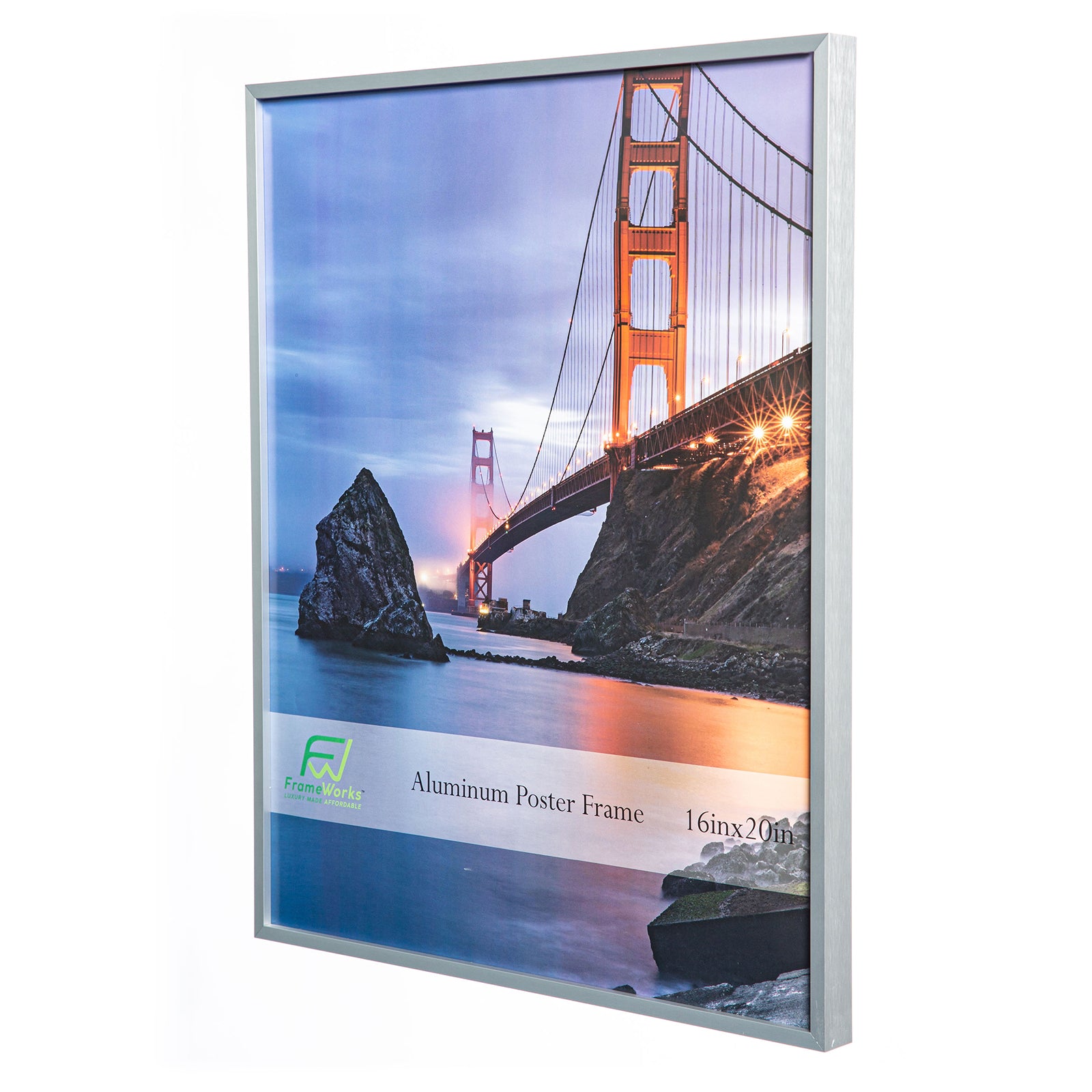 16" x 20" Silver Brushed Aluminum Poster Picture Frame with Plexiglass