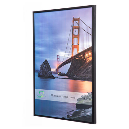 16" x 24" Black Brushed Aluminum Poster Picture Frame with Plexiglass