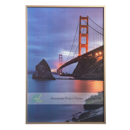 16" x 24" Gold Brushed Aluminum Poster Picture Frame with Plexiglass