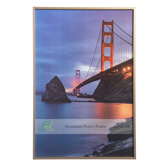 16" x 24" Gold Brushed Aluminum Poster Picture Frame with Plexiglass