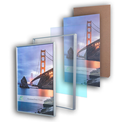 16" x 24" Silver Brushed Aluminum Poster Picture Frame with Plexiglass