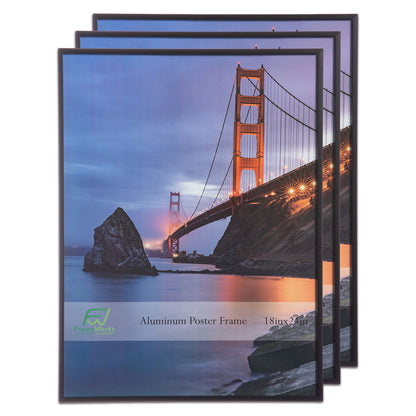 18" x 24" Black Brushed Aluminum Poster Picture Frame with Plexiglass