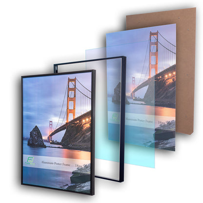 18" x 24" Black Brushed Aluminum Poster Picture Frame with Plexiglass