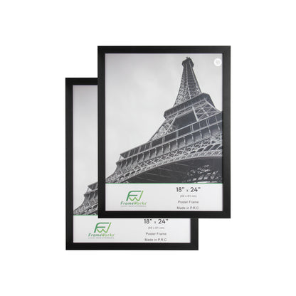 18" x 24" Black Wood 2-Pack Back-Loading Poster Frames