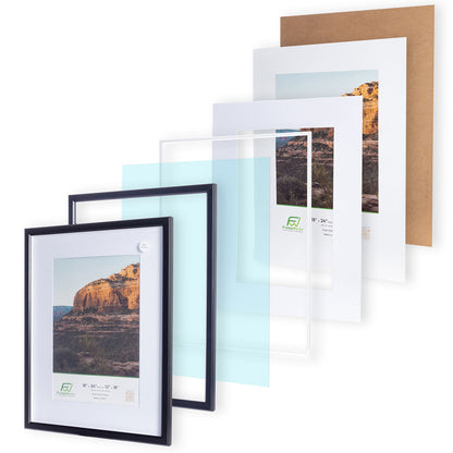 18" x 24" Black MDF Wood Multi-Pack Gunnabo Picture Frames, 12" x 18" Matted