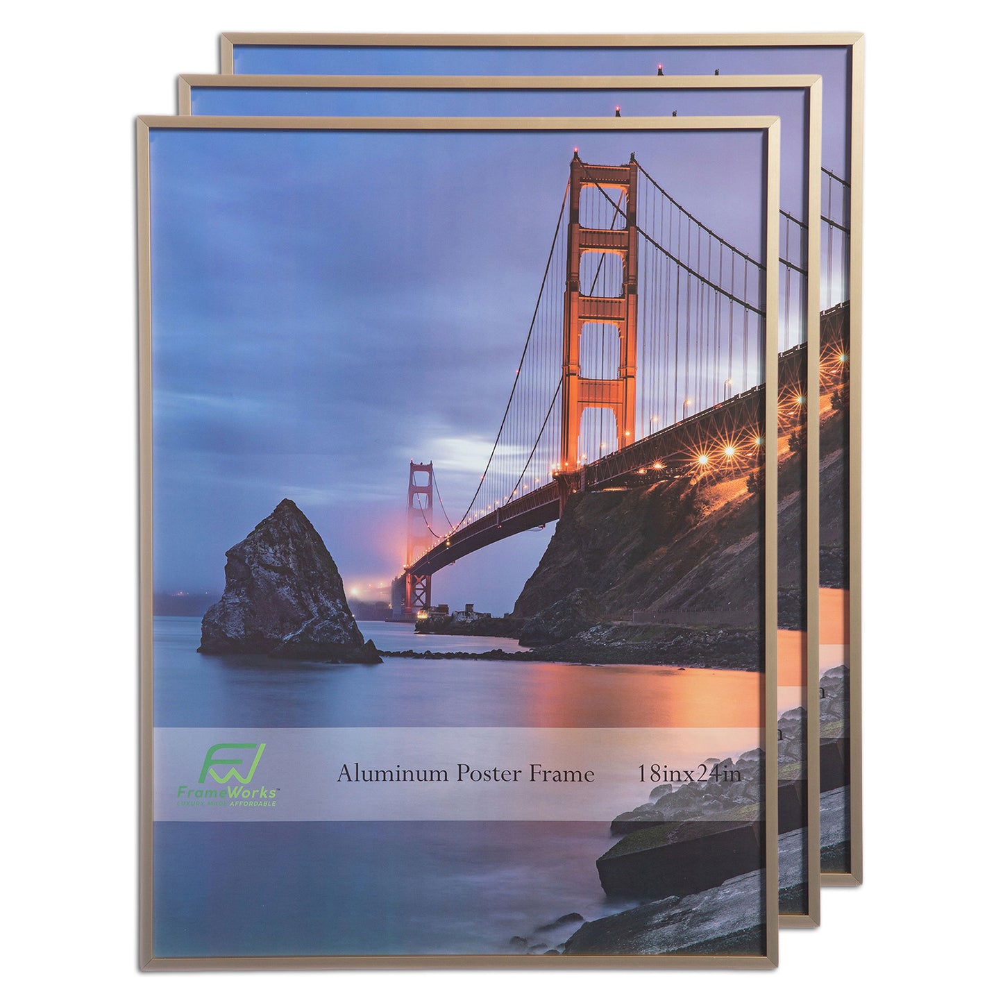 18" x 24" Gold Brushed Aluminum Poster Picture Frame with Plexiglass